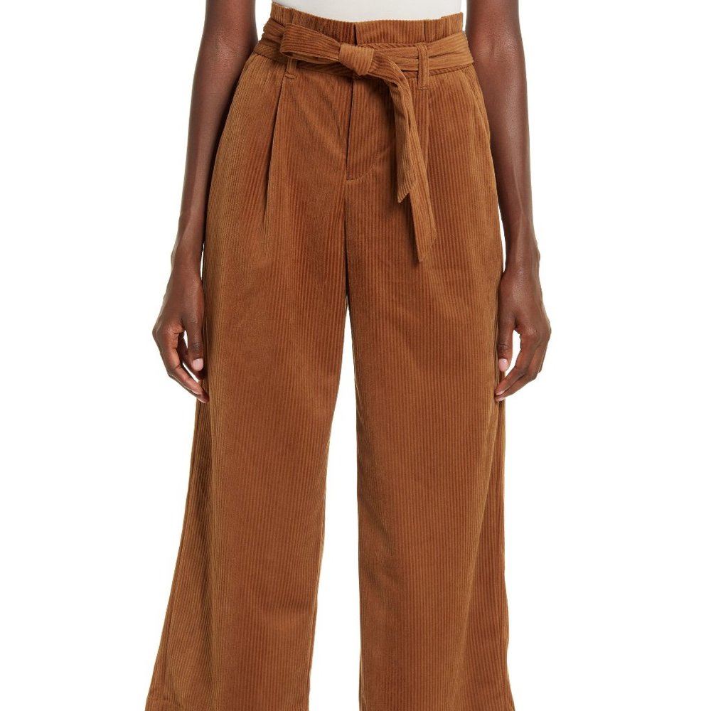 VERO MODA Londyn High Waist Corduroy Paperbag Pleated Pants